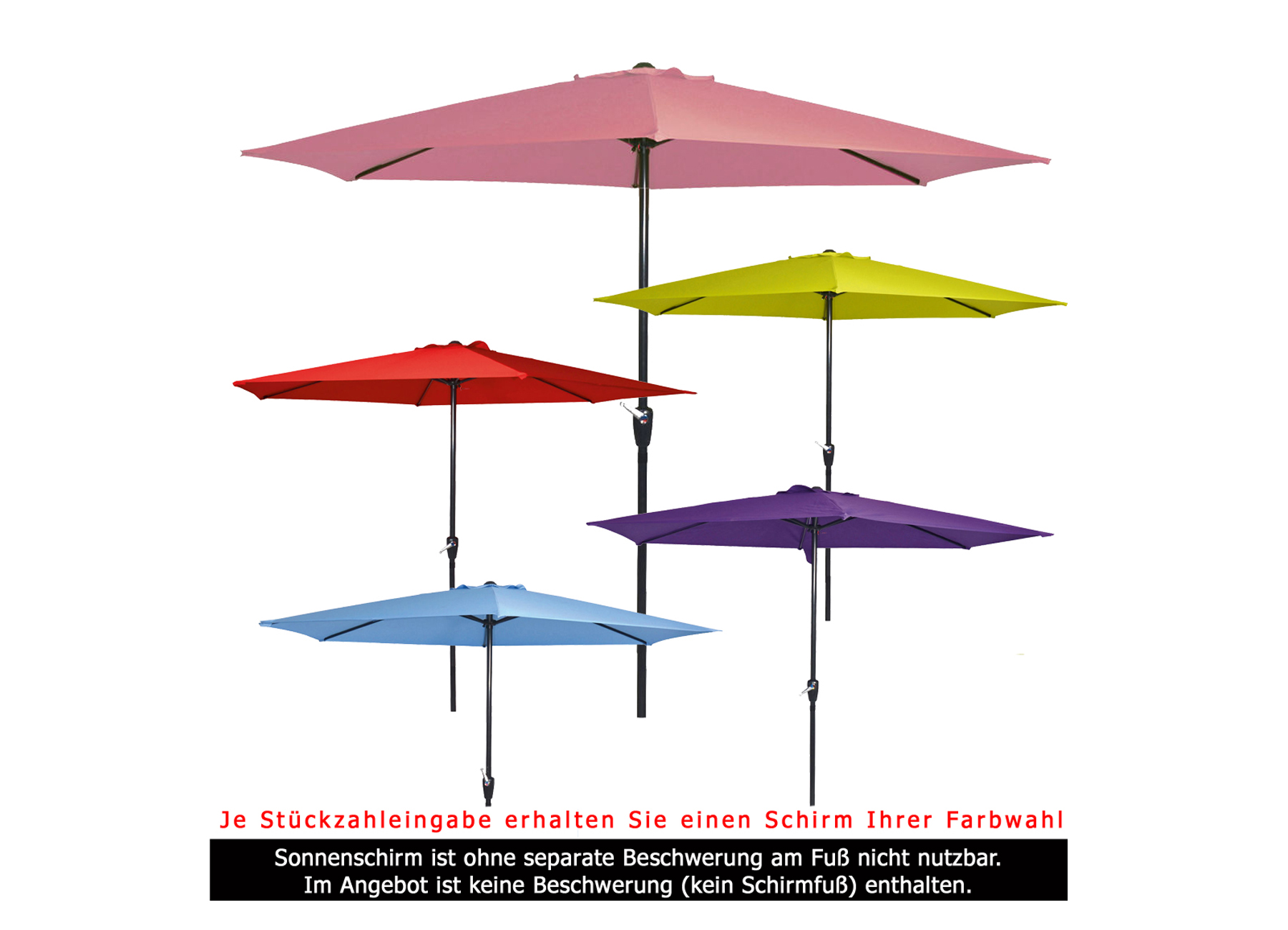 SONNENSCHIRM 300cm Marktschirm Schirm Kurbel Aluminium 3m Gartenschirm