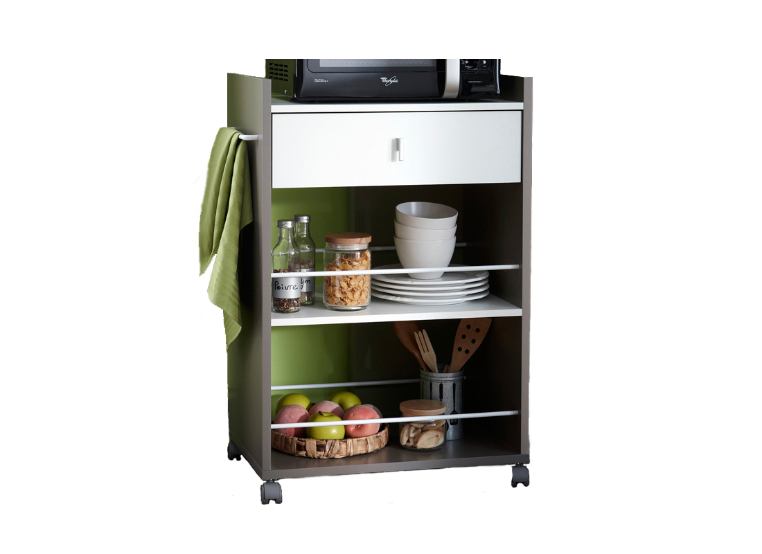 Küchenwagen BASALT mit WEISS Küchentrolley Schublade Küchenschrank